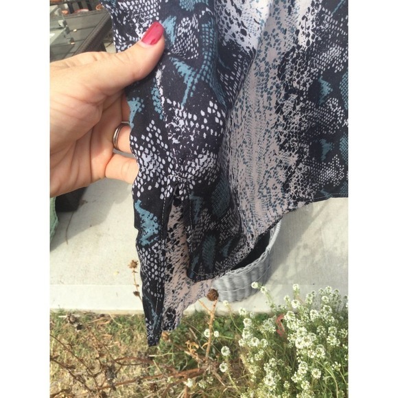 Angie womens open kimono top size large L cardigan grey white snake print boho - Picture 8 of 10